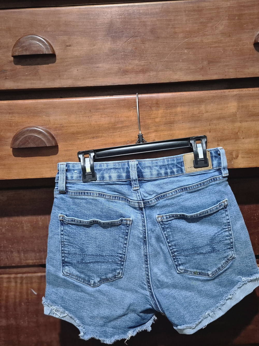 American Eagle Outfitters Light Blue Denim High-Rise Cutoff Shorts - Picture 2 of 6